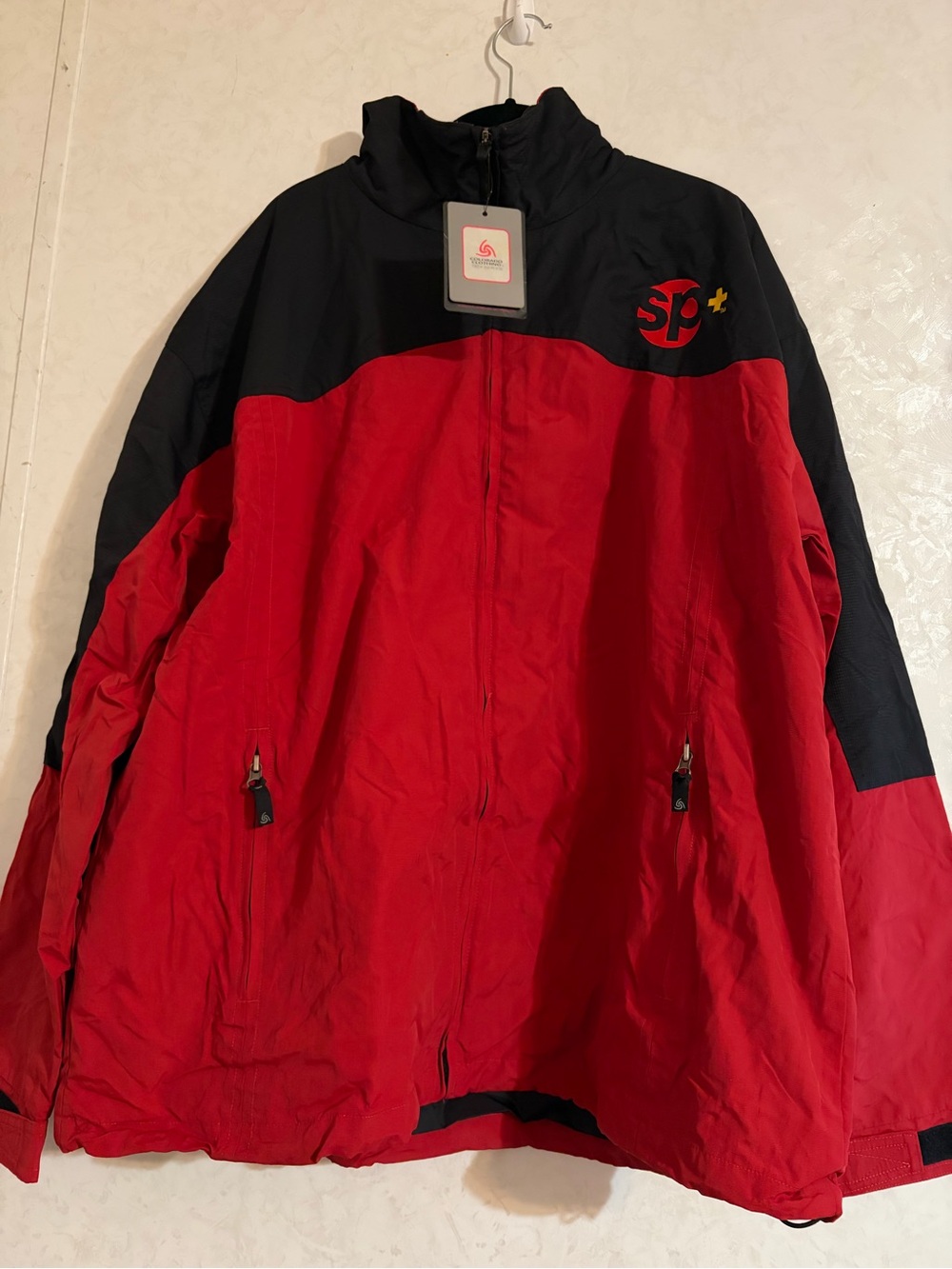 Mens Red and Black Windbreaker Jacket
